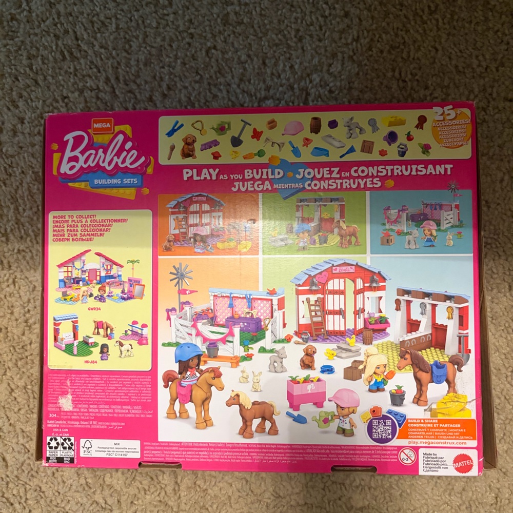 Barbie Mega Building Set Play As You Build Horses Stables 304 Pieces ✨✨💕 - Picture 9 of 13